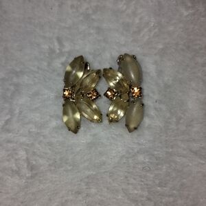 Vintage Butterfly rhinestone clip on Earrings
